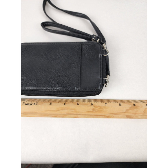 Relic Women's Black Messenger Bag Purse Zipper Wallet 4"x7"x1.5" Wrist Strap - Picture 8 of 9